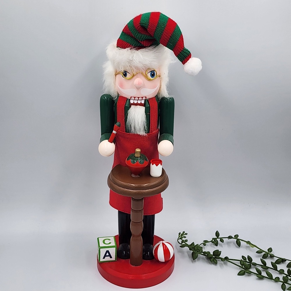 Santa Elf Toy Maker Painter Nutcracker Wood Toys Workbench Christmas Decor 15"